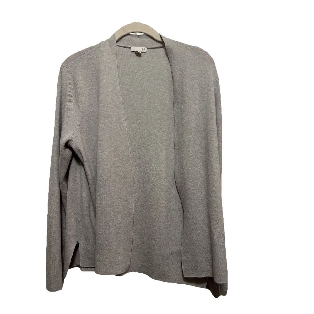 J Jill Womens S Gray Open Front Cardigan Sweater Wool Lightweight Knit Small